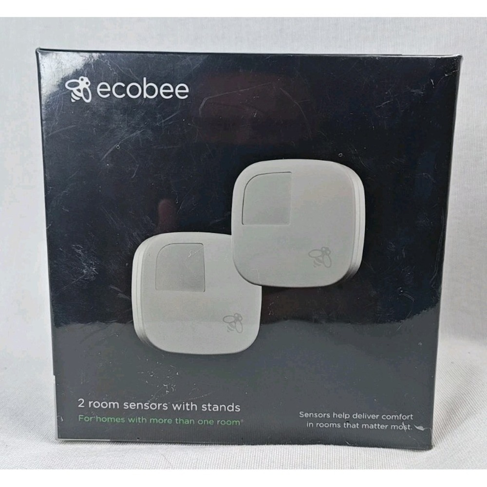New In Box ecobee EB-RSE3PK2-01 Room Sensor with Stand, White - 2 Pack